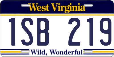 WV license plate 1SB219