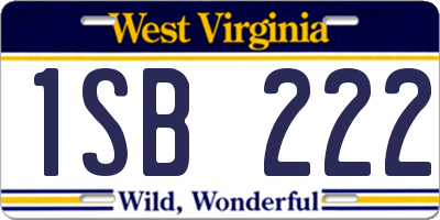 WV license plate 1SB222
