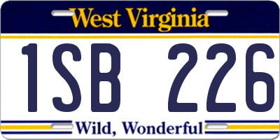 WV license plate 1SB226