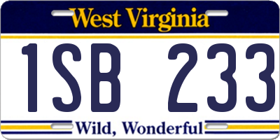 WV license plate 1SB233