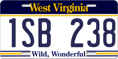 WV license plate 1SB238