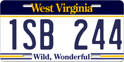 WV license plate 1SB244
