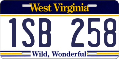 WV license plate 1SB258