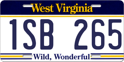WV license plate 1SB265