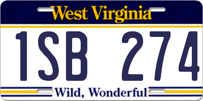 WV license plate 1SB274