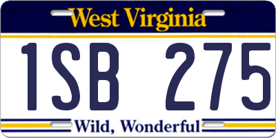 WV license plate 1SB275