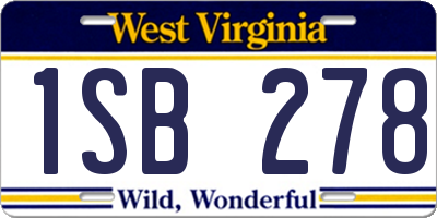 WV license plate 1SB278