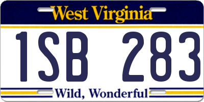 WV license plate 1SB283