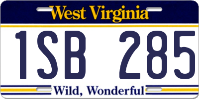 WV license plate 1SB285