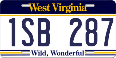 WV license plate 1SB287