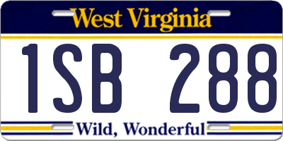 WV license plate 1SB288