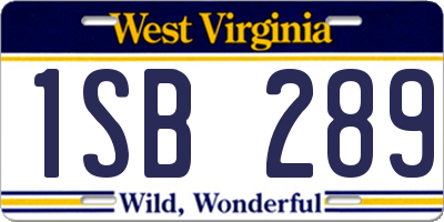 WV license plate 1SB289