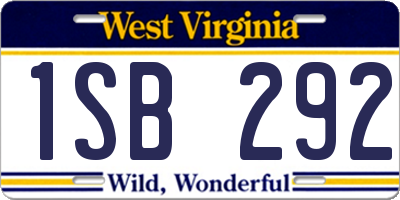 WV license plate 1SB292