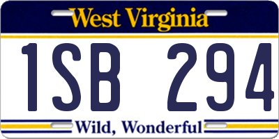 WV license plate 1SB294