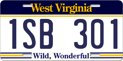 WV license plate 1SB301
