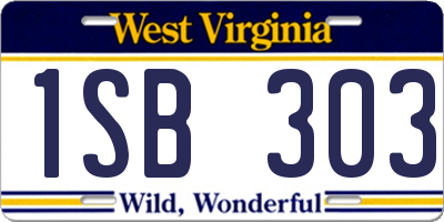 WV license plate 1SB303