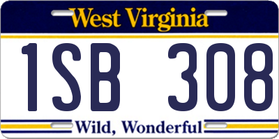 WV license plate 1SB308