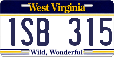 WV license plate 1SB315