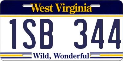 WV license plate 1SB344