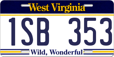 WV license plate 1SB353