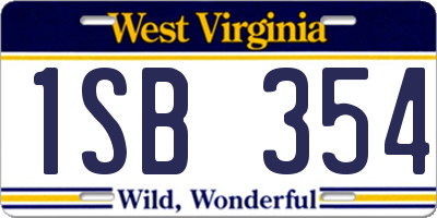 WV license plate 1SB354