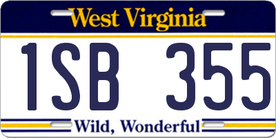 WV license plate 1SB355