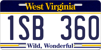 WV license plate 1SB360