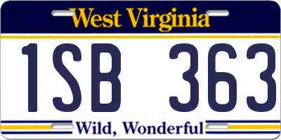 WV license plate 1SB363