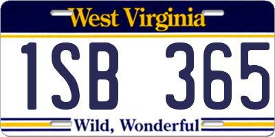 WV license plate 1SB365