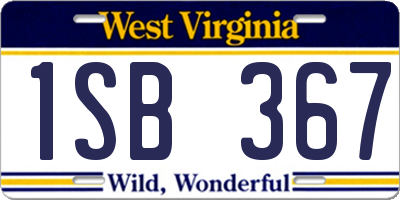 WV license plate 1SB367