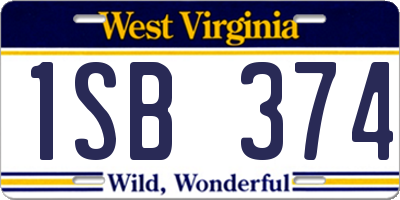 WV license plate 1SB374