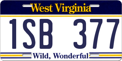WV license plate 1SB377
