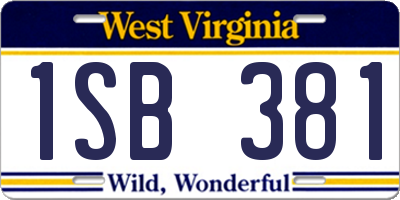 WV license plate 1SB381