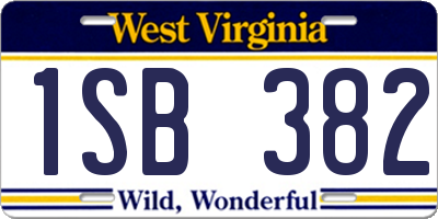 WV license plate 1SB382