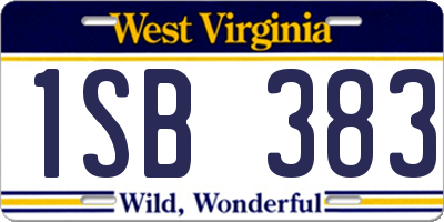 WV license plate 1SB383