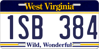 WV license plate 1SB384