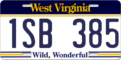 WV license plate 1SB385