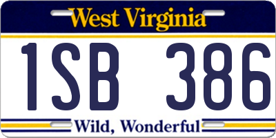 WV license plate 1SB386