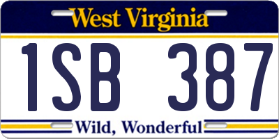 WV license plate 1SB387