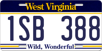 WV license plate 1SB388