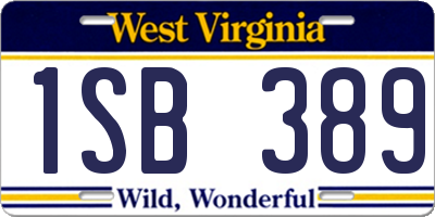 WV license plate 1SB389