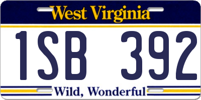WV license plate 1SB392