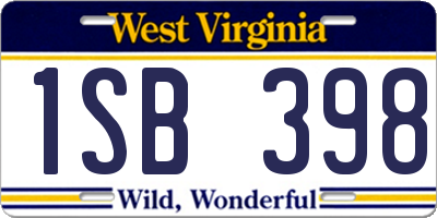 WV license plate 1SB398