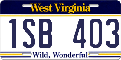 WV license plate 1SB403