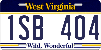 WV license plate 1SB404