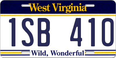 WV license plate 1SB410