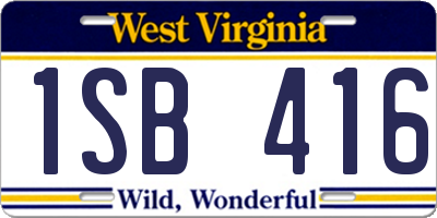 WV license plate 1SB416