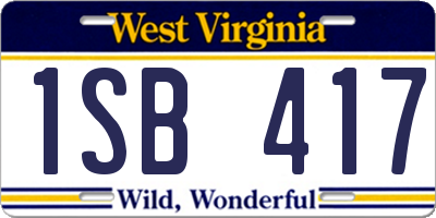 WV license plate 1SB417
