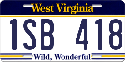 WV license plate 1SB418