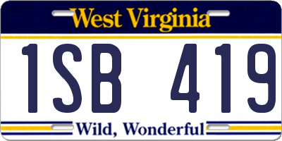 WV license plate 1SB419